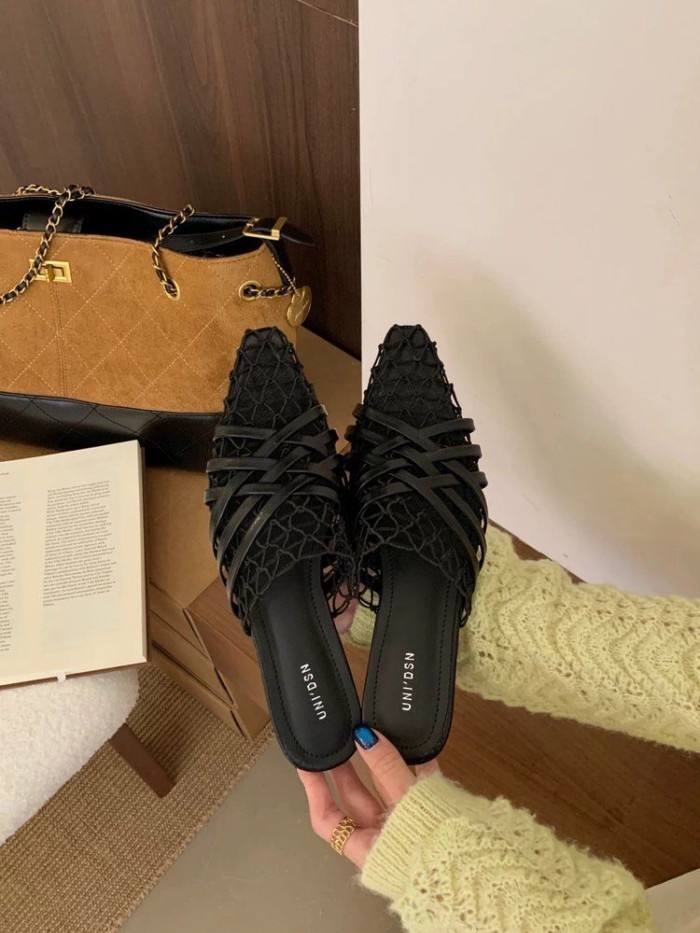 Dệt Rỗng Bao Đầu Dép Nữ Mùa Hè Mới Gót Dày Một Bước Tăng Bao Đầu Giày Sandal Phong Cách Resor