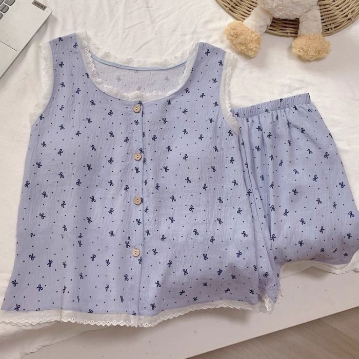 Yunduo Đai Cotton Miếng Lót Ngực Mùa Hè Suspender Hoạt Hình Dễ Thương Ngọt Ngào Nữ Bộ Đồ Ngủ Mặc Nh
