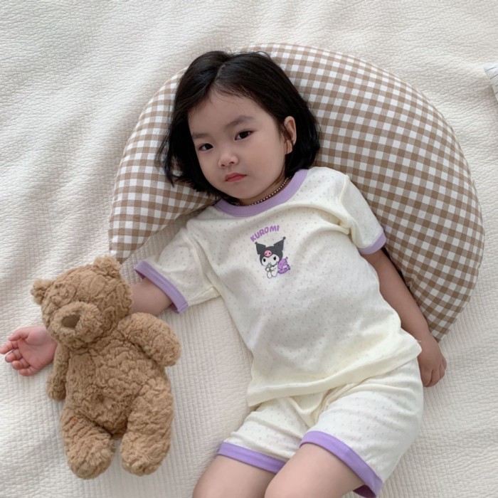 Trẻ em thở cotton quần áo ở nhà bé gái mùa hè hoạt hình nguyên chất cotton ngắn tay quần shor