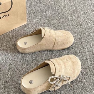 Giày sandal Birkenstock nữ mùa xuân hè mới kèm váy mũi nhọn nửa dép giày lười