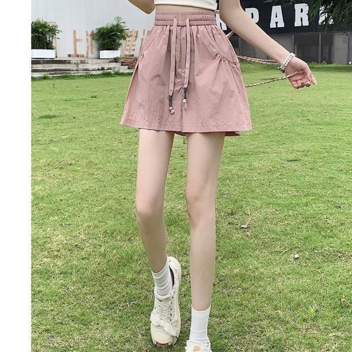 Quần short thể thao công sở khô nhanh, đồ ngủ rộng rãi mùa hè mới, chữ A rộng, lưng cao, chân