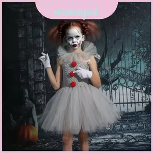 Bộ váy chú hề lưới bắt mắt cho trang phục Halloween cho trẻ em
