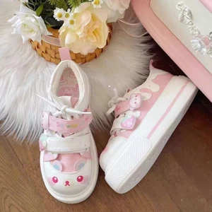 cao cấp gấu mâm xôi giày canvas trắng nữ đế dày lo giày ngón chân cái giày bánh mì lolita già