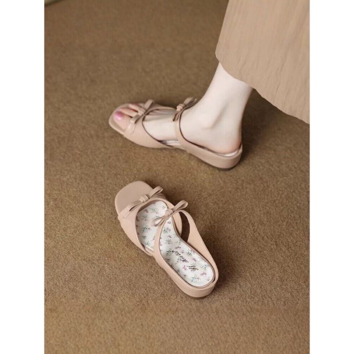 Dép hoa một dây nâng cao bên trong cho nữ đi sandal hở mũi phong cách ngọt ngào