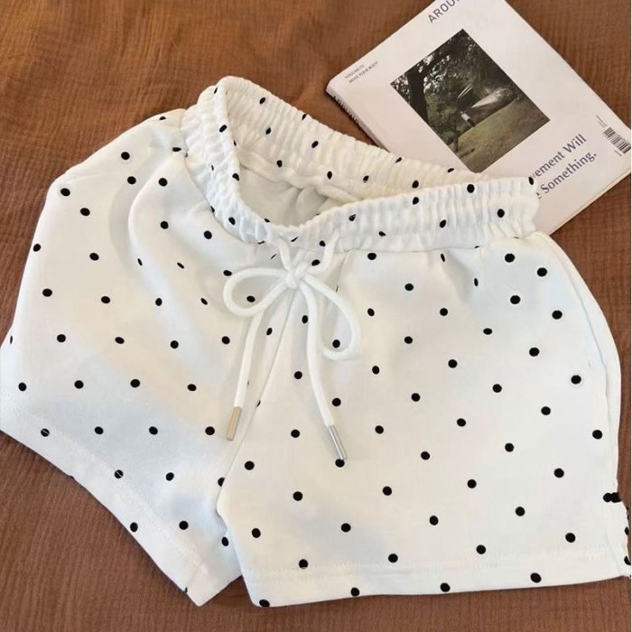 Quần short thể thao in họa tiết chấm bi phong cách Mỹ dành cho nữ, phong cách mùa hè mới, giả