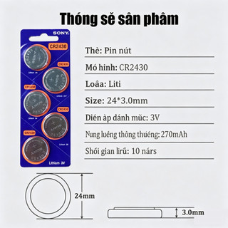 Sony CR2430 CR 2430 DL2430 BR2430 KL2430 Nút Đồng Xu Pin Cho Đồng Hồ Tai Nghe