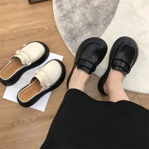 Giày mũi nhọn phong cách retro Nhật Bản đế dày giày lười đế dày mùa xuân hè dép xỏ ngón mũi nhọn ch