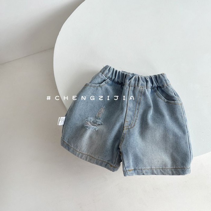 Quần Short Denim Cho Bé Gái Áo Khoác Ngoài Phong Cách Mỏng Mùa Hè Quần Năm Cấp Phong Cách Phương