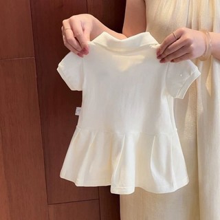 Váy bé gái mặc mùa hè cổ polo bé gái váy xếp li thêu đại học