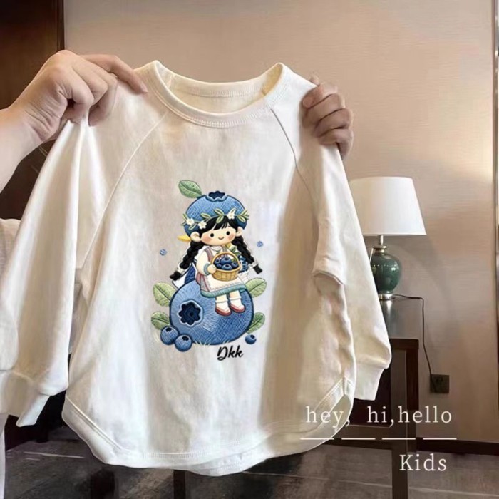 Bé Gái Xuân Thu Hoạt Hình Đáy Cotton Áo Sơ Mi Phong Cách Phương Tây Lớn Trẻ Em Dài Tay Mặc Mùa T