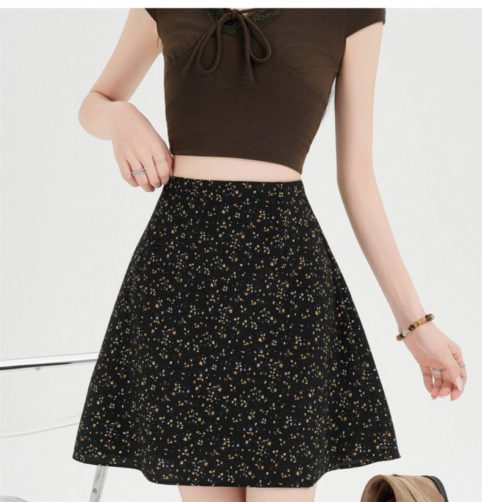 Váy ngắn nữ mỏng nhẹ họa tiết hoa retro, phong cách nhẹ nhàng cho mùa hè