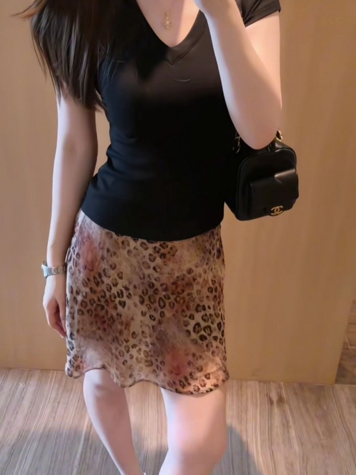 Váy Đuôi Cá Chữ A Retro Xanh Da Báo, Thời Trang Mùa Hè Cao Cấp
