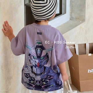 Áo thun bé trai ngắn tay mùa hè bé trai hoạt hình Mecha Áo thun trẻ em vừa và nhỏ nguyên chất cotto
