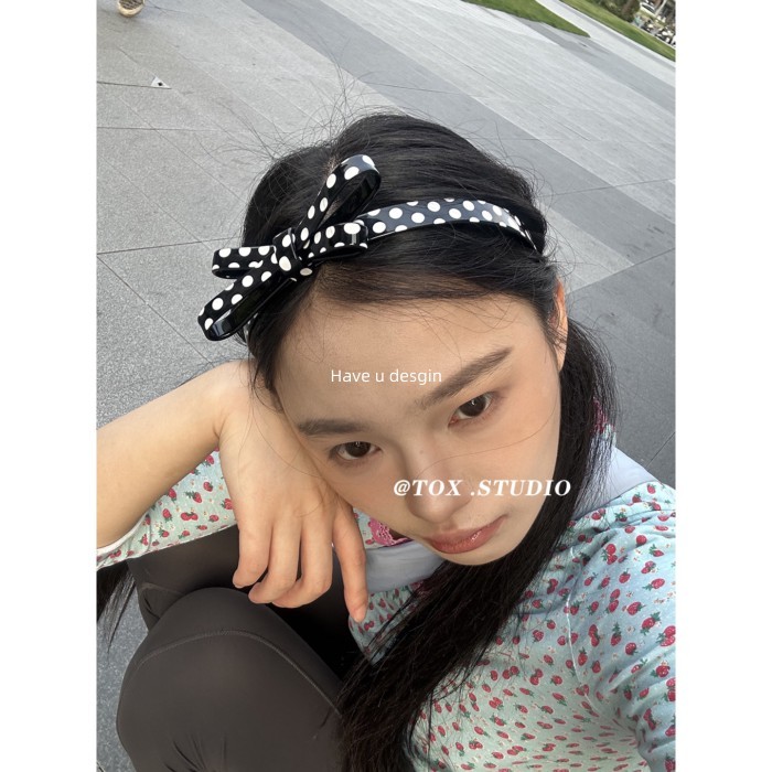 Have u desgin Hàn Quốc Dễ Thương Cầm Tay Nơ Acetate Chấm Bi Băng Đô Phù Hợp Với Chống Trơn Trượt Thời Trang Tinh Tế Phụ Kiện Tóc