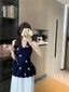 Thiết kế hot girl cổ chữ V in hình áo dây cổ yếm cho nữ mùa hè mới ngọt ngào giảm béo eo nụ h