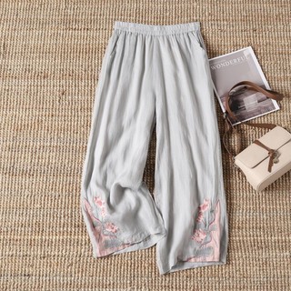 Quần ống rộng thông thường phong cách Trung Hoa dành cho nữ mùa hè phong cách quốc gia phong các