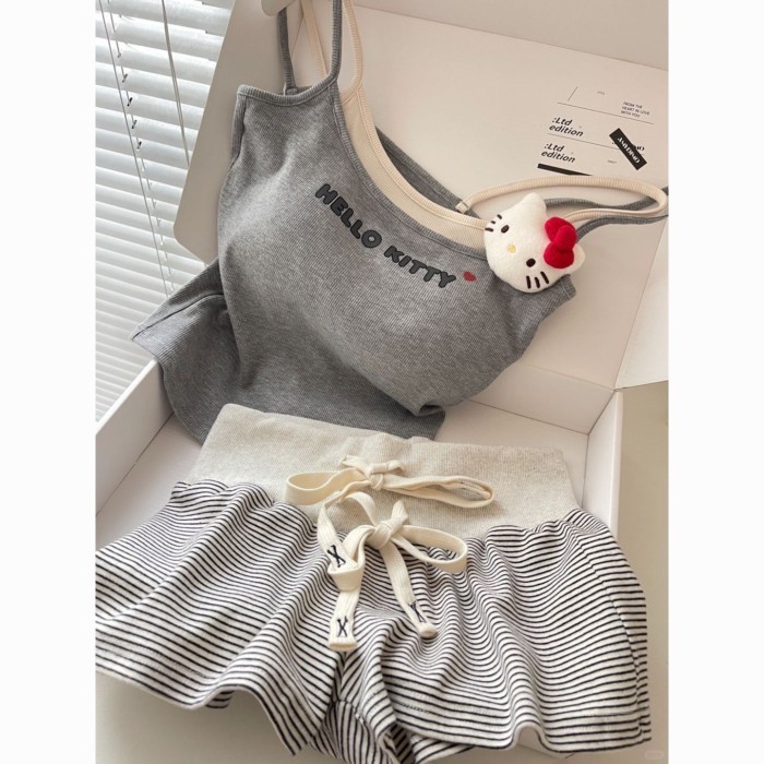 Đồ ngủ có dây dễ thương và ngọt ngào, bộ đồ vest mỏng mùa hè có đệm ngực, đồ mặc ở nhà tất cả