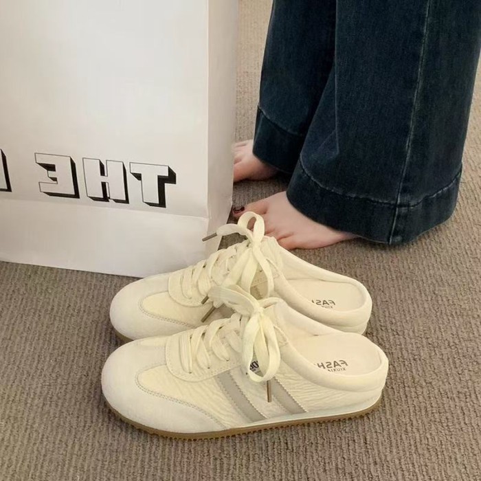 Dép Đế Dày Cho Nữ Áo Khoác Ngoài Mùa Hè Phong Cách Mới Bao Đầu Nửa Dép Tăng Slip-On Nữ Giày Xiao
