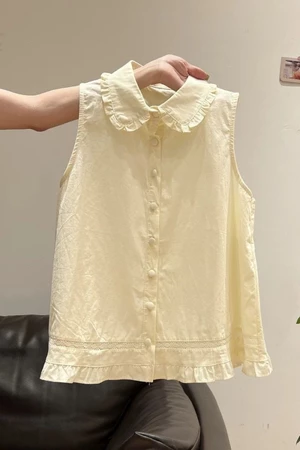 Áo vest trẻ em hình tai Pháp dành cho nữ không tay phối ren