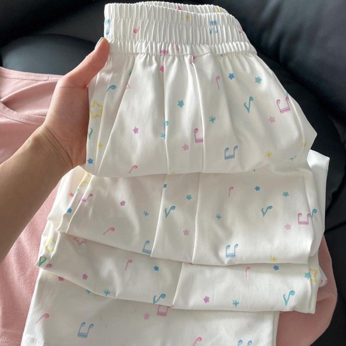 Note Ngôi Sao Yamamoto Quần Nữ Mùa Hè Mới Drap Ôm Nhỏ Thường Ngày Đi Bộ Quần Ống Rộng