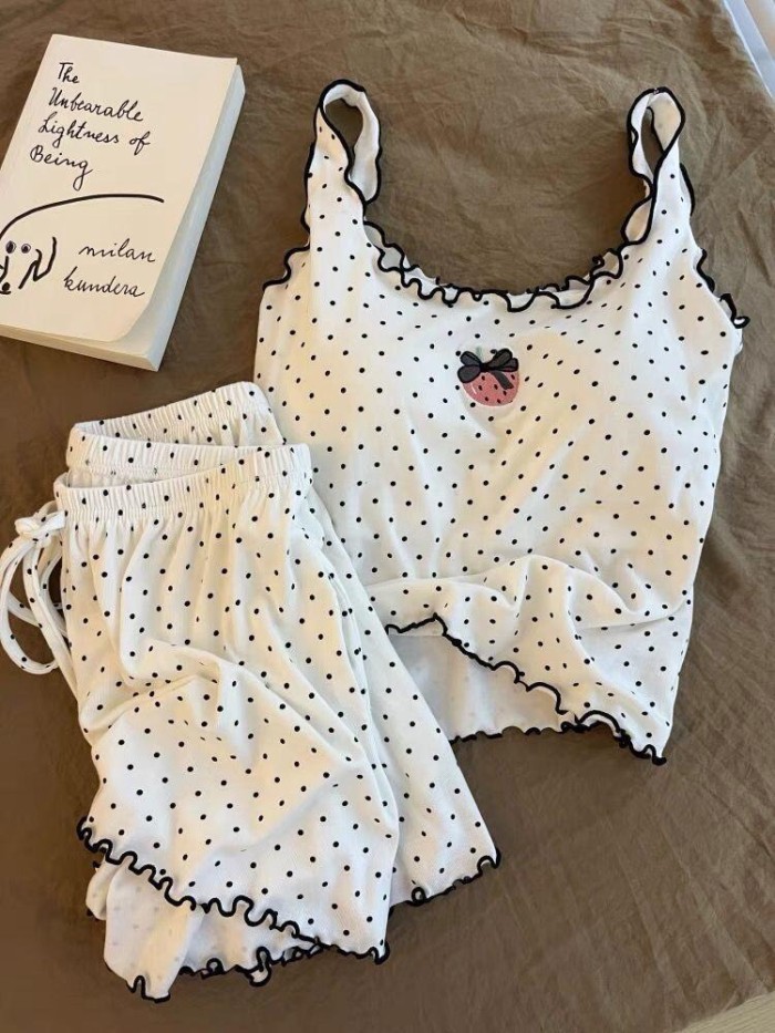 Yếm Một Mảnh Có Miếng Lót Ngực Cho Nữ Mùa Hè Tinh Khiết Ham Muốn Phong Cách Quần Short Chấm B