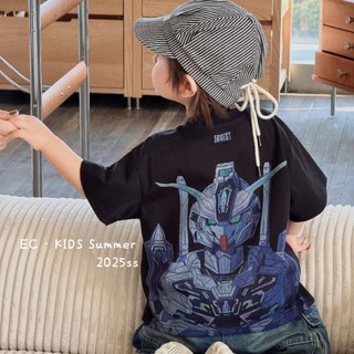 Áo thun bé trai ngắn tay mùa hè bé trai hoạt hình Mecha Áo thun trẻ em vừa và nhỏ nguyên chất cotto