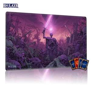 Thảm chơi BHJLAXR Skeletal Warrior CCG / TCG - Thảm chơi Game chống trượt Thích hợp cho các trò chơi thẻ trên bàn, Bảng chiến đấu màu hồng tím cho các giải đấu, các bữa tiệc