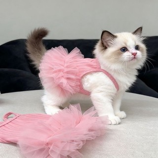 Mèo Mùa Hè Màu Hồng Pettiskirt Sling Đầm Thoáng Khí Mỏng Phong Cách Đa Năng Cho Chó Mèo 0.5-7kg