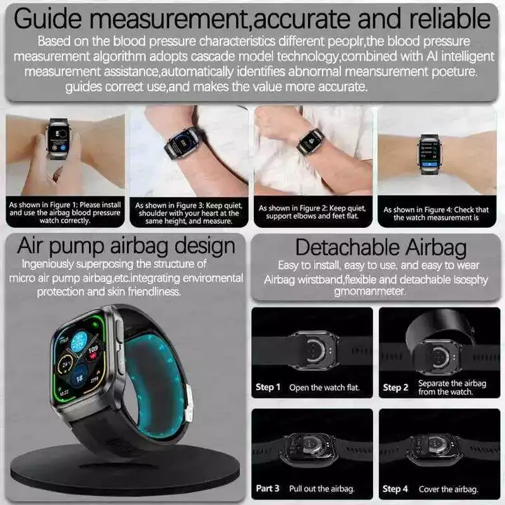 Đồng hồ thông minh sức khỏe mới 2026 ECG+PPG Đo axit uric, mỡ máu, đo huyết áp, phát giọng nói, thể thao, gọi HD qua BT – 3