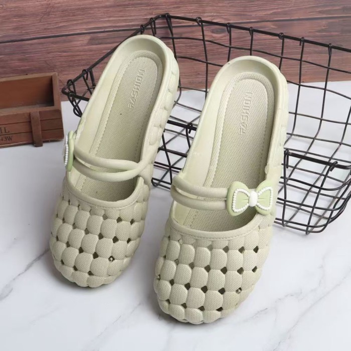Nữ Rỗng Rỗng Giày Nữ Trắng Giày Sandal Mũi Đế Bằng Áo Khoác Ngoài Thoải Mái Nhẹ Mẹ Giày
