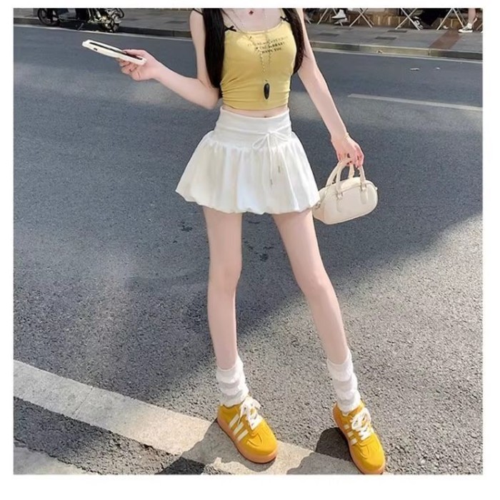 Váy nụ hoa, váy ôm, váy tutu dây rút co giãn thông thường, váy mini thể thao