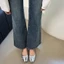 Retro Mũi Vuông Slip-On Granny Giày Nữ Đế Bằng Pháp Nhẹ Nhàng Cổ Tích Buổi Tối Làn Gió Nông M