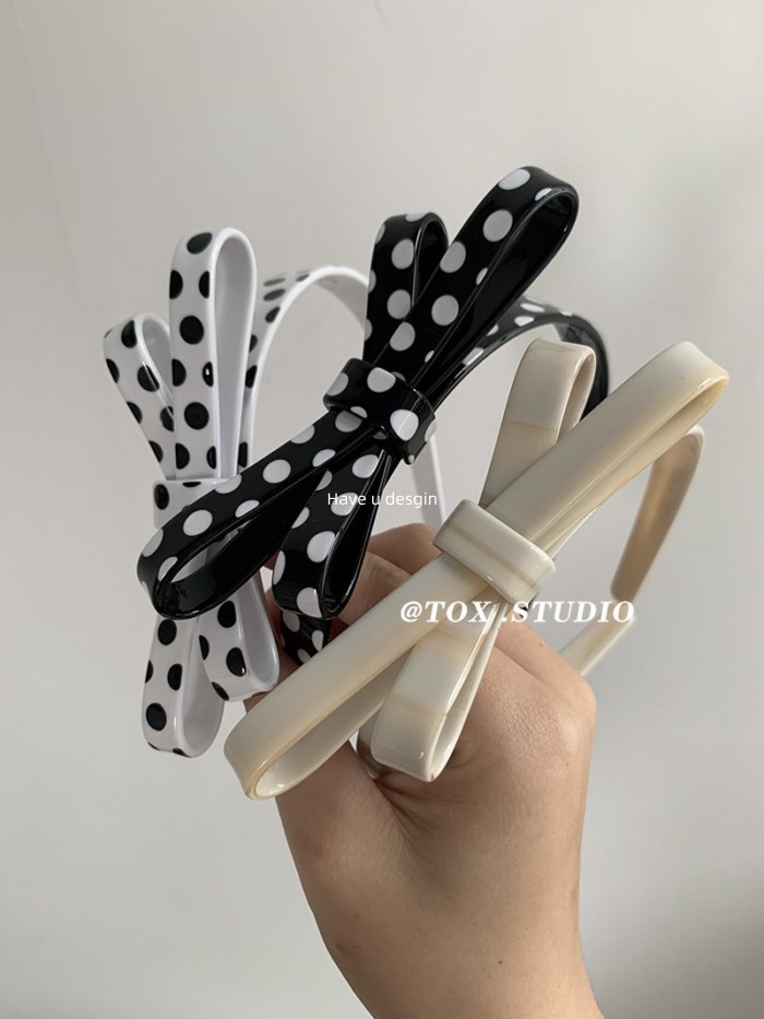 Have u desgin Hàn Quốc Dễ Thương Cầm Tay Nơ Acetate Chấm Bi Băng Đô Phù Hợp Với Chống Trơn Trượt Thời Trang Tinh Tế Phụ Kiện Tóc