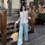 Áo yếm màu xanh mới mùa hè, ngọt ngào và rộng rãi, thiết kế dây đeo giảm tuổi, vest không tay