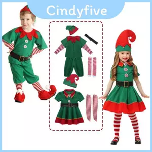 Trang phục Cosplay Giáng sinh gia đình vui vẻ với thiết kế ông già Noel yêu tinh xanh cho mọi lứa tuổi