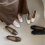 Retro Mũi Vuông Slip-On Granny Giày Nữ Đế Bằng Pháp Nhẹ Nhàng Cổ Tích Buổi Tối Làn Gió Nông M