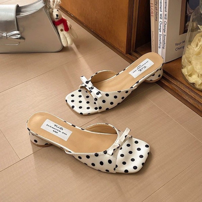 Lan ~ Phong Cách Mới Khổng Lồ Nhìn Siêu Nóng Dày Gót Chấm Bi Cổ Tích Pháp Giày Sandal Đẹp Dép Nữ Mùa Hè Mặc Ngoài Phù Hợp Với Váy