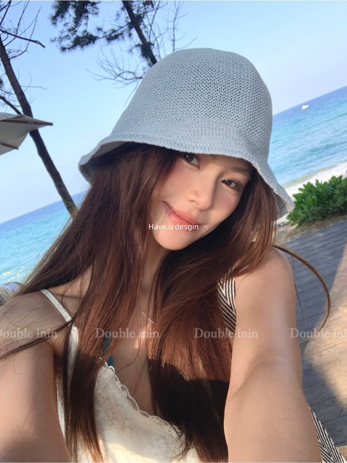 Nón nữ phiên bản Hàn Quốc nhỏ, màu trơn tươi, phù hợp du lịch và chống nắng mùa hè