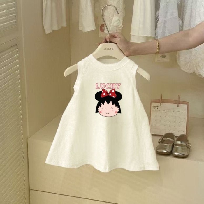 Mùa hè phong cách mới 100% cotton bé gái váy in hình thời trang và dễ thương váy vest đa năng th