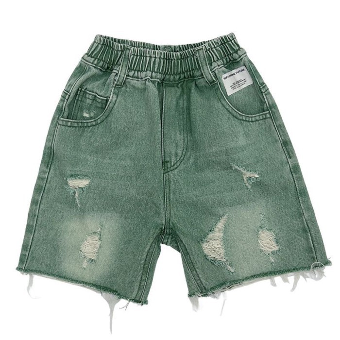 Quần short denim rách mùa hè cho bé trai, mỏng, hợp thời trang, đa năng, quần lửng giản dị, q