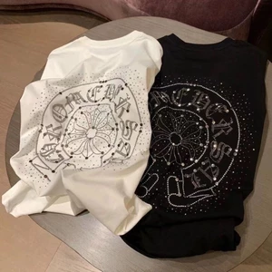 Áo thun ngắn tay kim cương nóng bỏng bằng vải cotton nguyên chất, kiểu dáng áo dài vừa rộng,