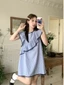 Đầm Không Tay Sọc Nữ Phong Cách Hàn Quốc Thiết Kế Ruffle Không Đều Váy Búp Bê Ôm