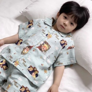 Bộ đồ ngủ trẻ em mùa hè mới cho bé trai và bé gái, quần đùi mỏng ngắn tay, đồ mặc nhà, quần á