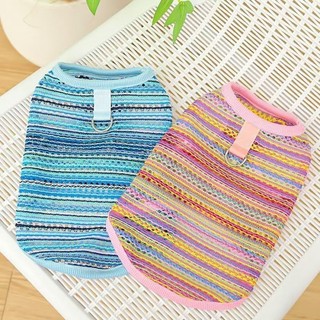 [Hàng có sẵn] Áo Vest dệt rỗng cầu vồng cho chó mèo Quần áo mùa hè có thể kéo 0,5-10kg