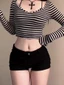 Quần short denim nâng hông màu đen 10.88 dành cho những cô nàng nóng bỏng, quần short siêu nhỏ cạp