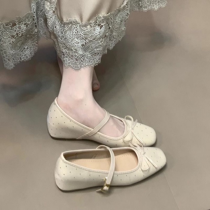 Giày đơn nơ nữ đi làm thắt nơ khí chất bên trong tăng chiều cao 5cm đa năng, nhẹ nhàng và nhỏ gọn G