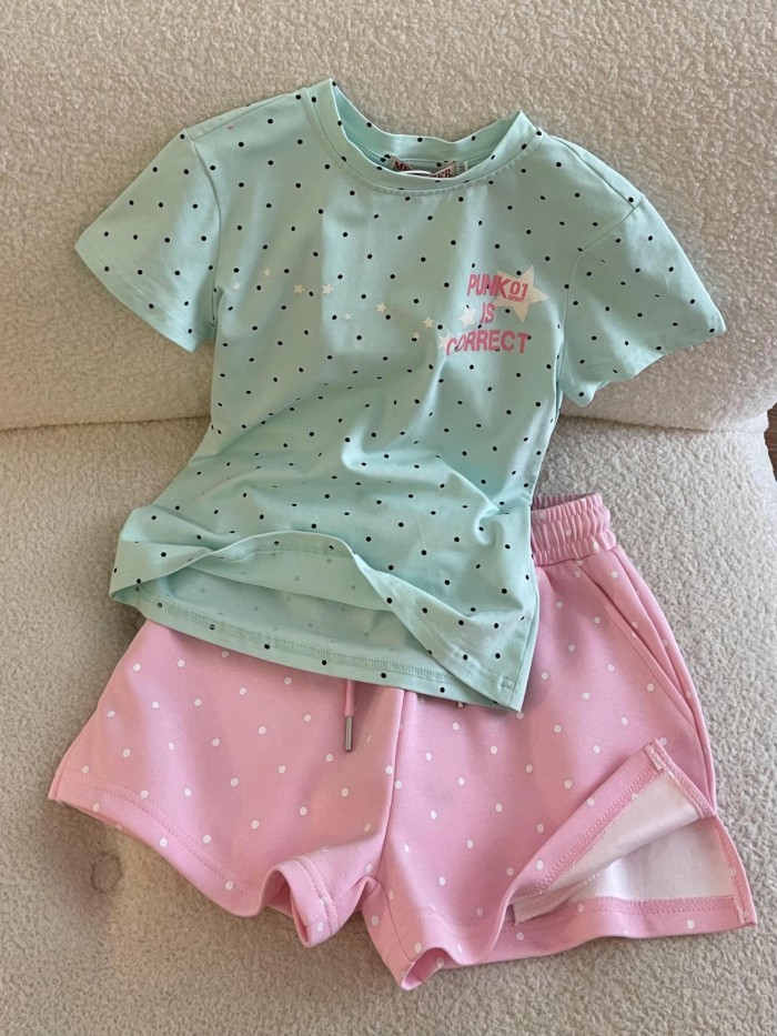 Set đồ đầu xuân độc và đẹp cực xinh Áo thun ngắn tay nữ top hồng quần âu set 2 món