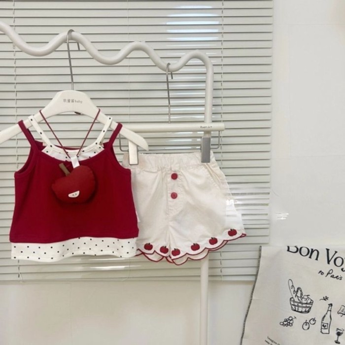 Bộ Đồ Mùa Hè Cho Bé Gái Áo Vest Hai Mảnh Quần Short Giả Mùa Hè Bé Gái Đa Năng Trẻ Em Phong Cá