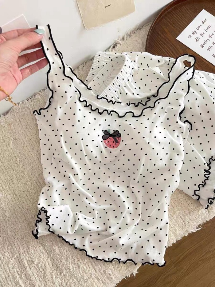 Yếm Một Mảnh Có Miếng Lót Ngực Cho Nữ Mùa Hè Tinh Khiết Ham Muốn Phong Cách Quần Short Chấm B