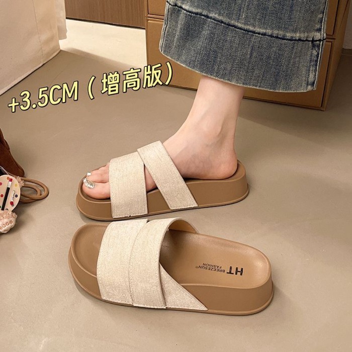 Dép quai ngang gió nhẹ nhàng cho nữ mùa hè đế dày chống trượt đế mềm đa năng và thoải mái mặc bên n